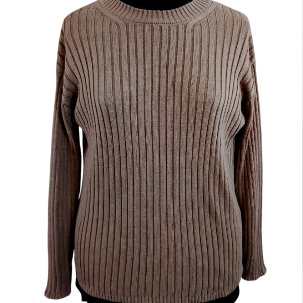 Jessica Simpson Long Sleeve Brown Pullover Ribbed Sweater Small